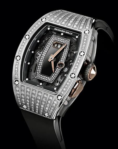 Richard Mille RM 037 Automatic Winding White Gold Diamond Black Dial Replica Watch